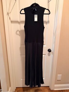 Ralph Lauren Black Sleeveless Pleated Maxi Dress